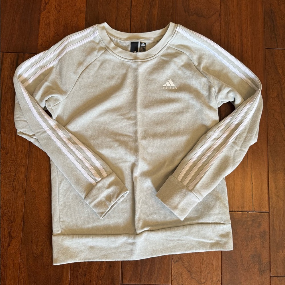 Adidas Mint Green Sweatshirt with White Stripes
